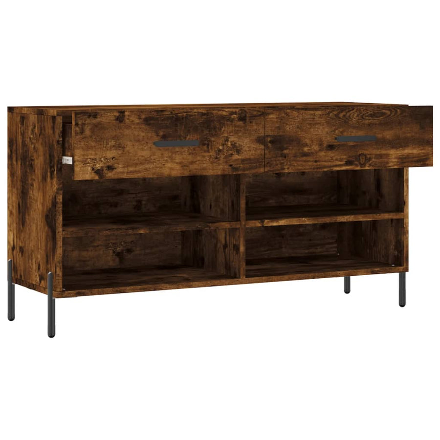 Schoenenbank 102X35X55 Cm Bewerkt Hout Gerookt Eikenkleurig