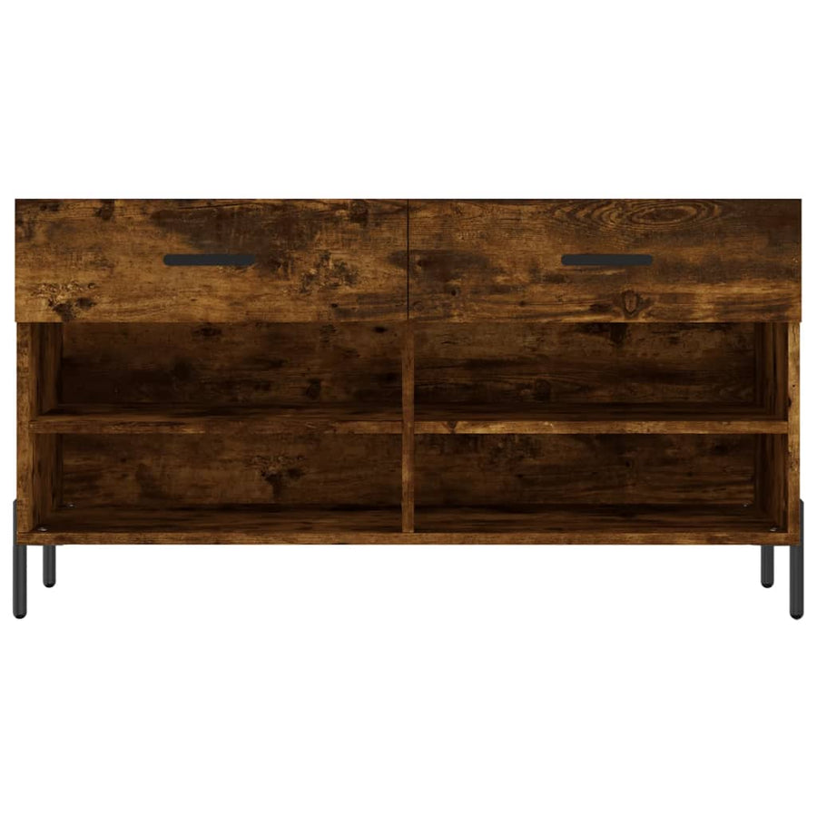 Schoenenbank 102X35X55 Cm Bewerkt Hout Gerookt Eikenkleurig