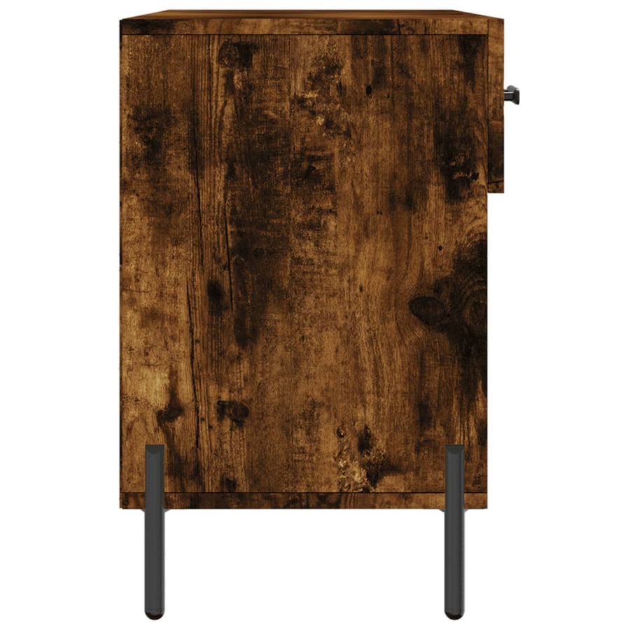 Schoenenbank 102X35X55 Cm Bewerkt Hout Gerookt Eikenkleurig