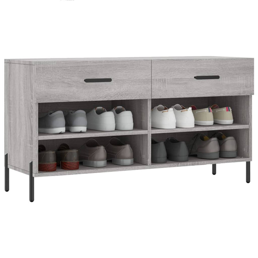 Schoenenbank 02X35X55 Cm Bewerkt Hout Eikenkleur Grijs sonoma