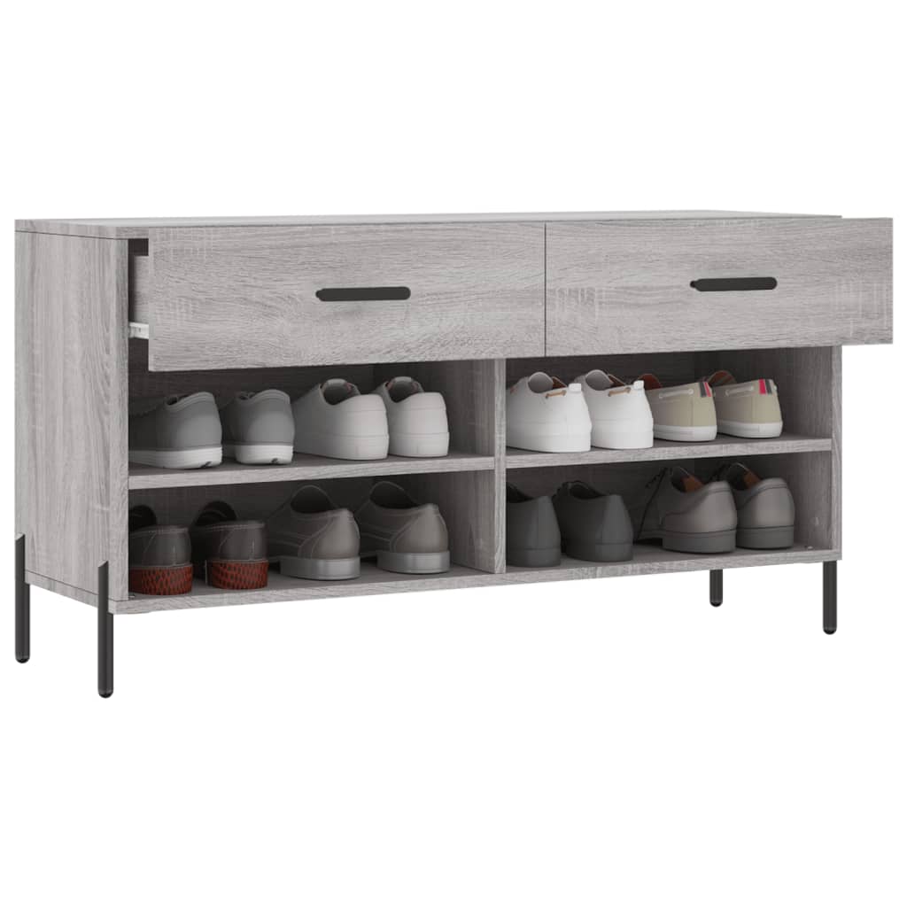 Schoenenbank 02X35X55 Cm Bewerkt Hout Eikenkleur Grijs sonoma