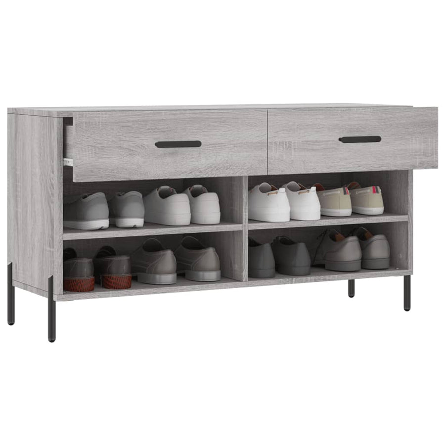 Schoenenbank 02X35X55 Cm Bewerkt Hout Eikenkleur Grijs sonoma
