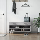 Schoenenbank 102x35x55 cm bewerkt hout grijs