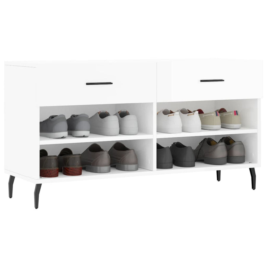 Schoenenbank 102X35X55 Cm Bewerkt Hout Hoogglans Wit