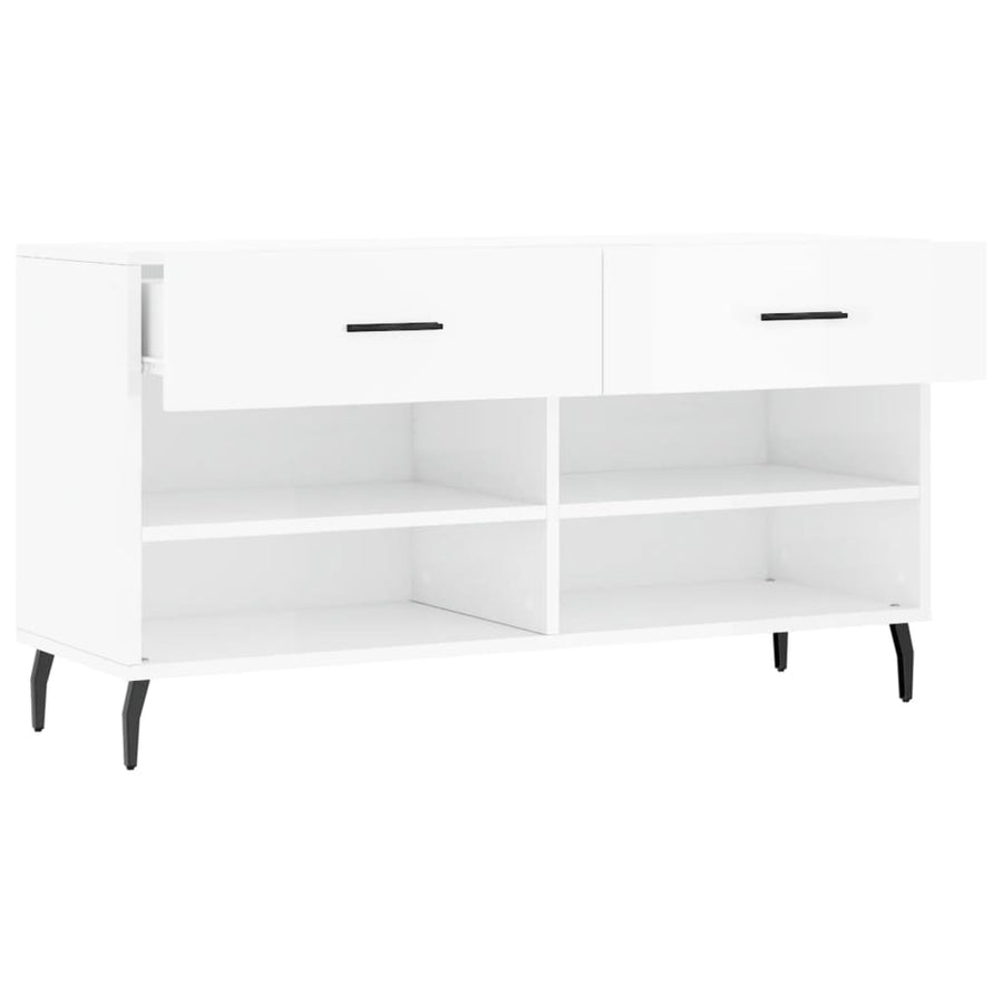 Schoenenbank 102X35X55 Cm Bewerkt Hout Hoogglans Wit