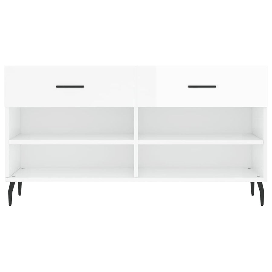 Schoenenbank 102X35X55 Cm Bewerkt Hout Hoogglans Wit