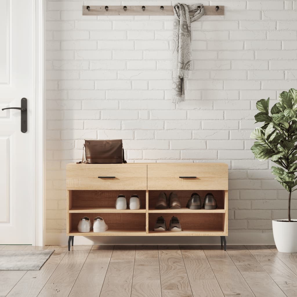 Schoenenbank 02X35X55 Cm Bewerkt Hout Kleurig Sonoma eiken