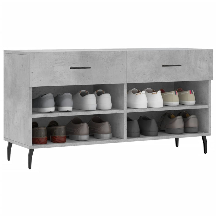 Schoenenbank 102X35X55 Cm Bewerkt Hout Betongrijs