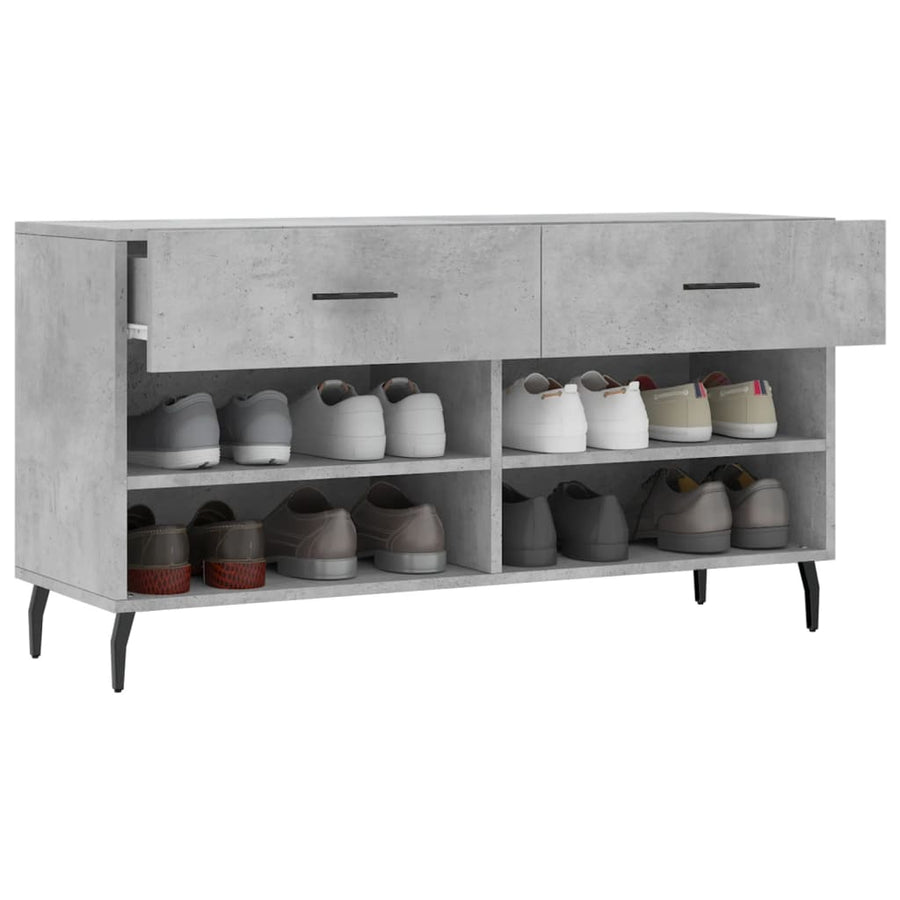 Schoenenbank 102X35X55 Cm Bewerkt Hout Betongrijs