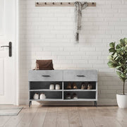 Schoenenbank 102x35x55 cm bewerkt hout betongrijs