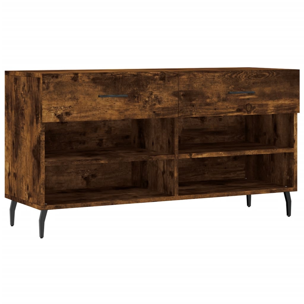 Schoenenbank 02X35X55 Cm Bewerkt Hout Kleurig Gerookt eiken
