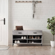 Schoenenbank 102x35x55 cm bewerkt hout grijs