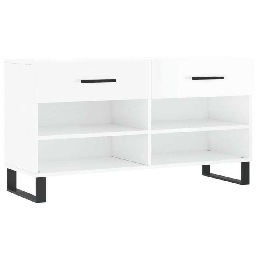 Schoenenbank 102X35X55 Cm Bewerkt Hout Hoogglans Wit