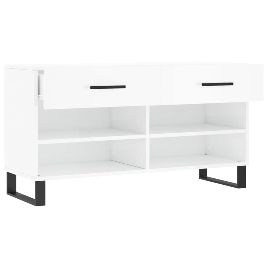 Schoenenbank 102X35X55 Cm Bewerkt Hout Hoogglans Wit