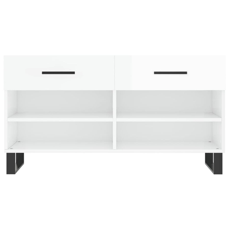 Schoenenbank 102X35X55 Cm Bewerkt Hout Hoogglans Wit