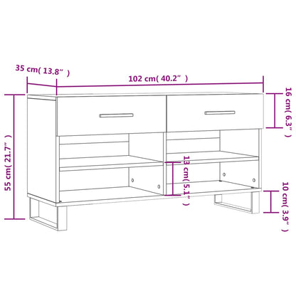 Schoenenbank 02X35X55 Cm Bewerkt Hout Betongrijs