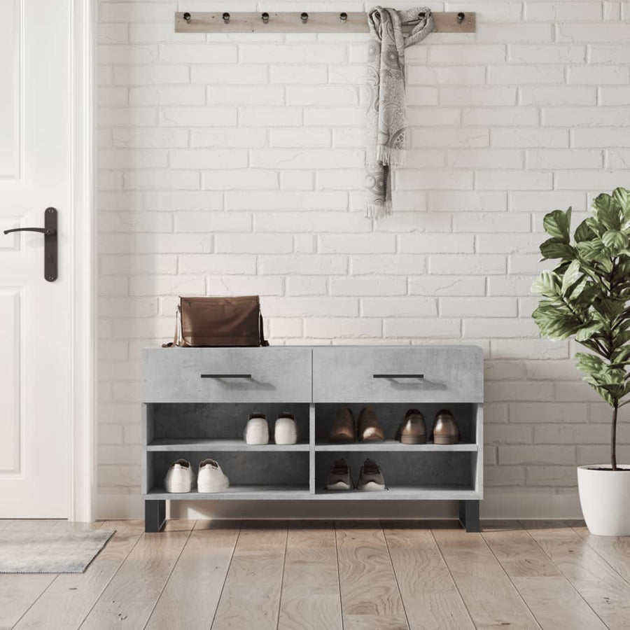 Schoenenbank 02X35X55 Cm Bewerkt Hout Betongrijs