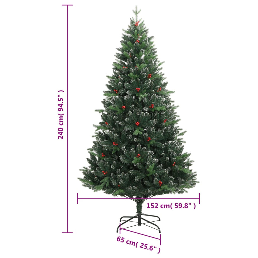 Kunstkerstboom Met Scharnieren En Rode Bessen 240 cm Basis