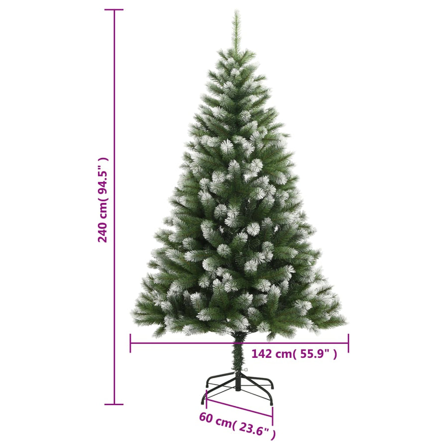 Kunstkerstboom Met Scharnieren En Sneeuw 240 cm Basis