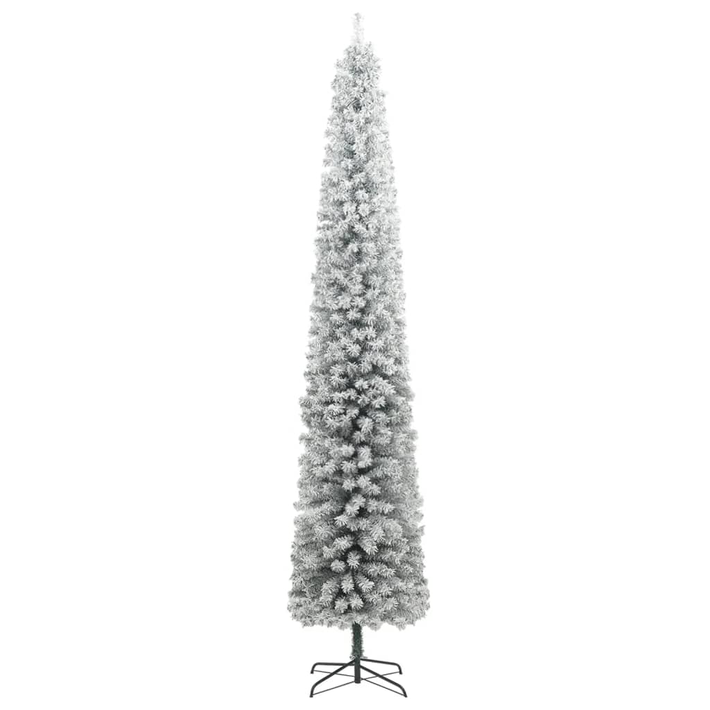 Kunstkerstboom Smal Met Standaard En Sneeuw 270 Pvc Groen En Wit 270 cm Basis