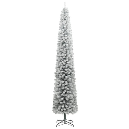 Kunstkerstboom Smal Met Standaard En Sneeuw 270 Pvc Groen En Wit 270 cm Basis