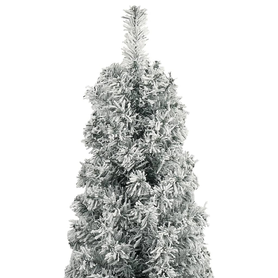 Kunstkerstboom Smal Met Standaard En Sneeuw 270 Pvc Groen En Wit 270 cm Basis