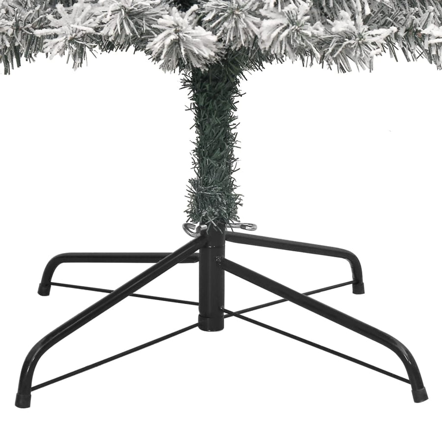 Kunstkerstboom Smal Met Standaard En Sneeuw 270 Pvc Groen En Wit 270 cm Basis