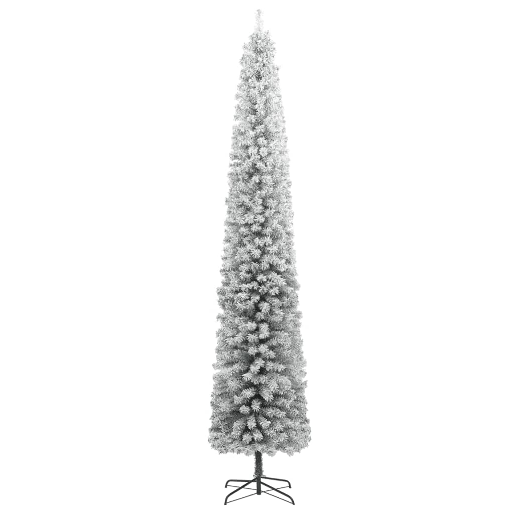 Kunstkerstboom Smal Met Standaard En Sneeuw Pvc Groen En Wit 300 cm Basis