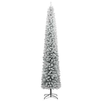 Kunstkerstboom Smal Met Standaard En Sneeuw Pvc Groen En Wit 300 cm Basis