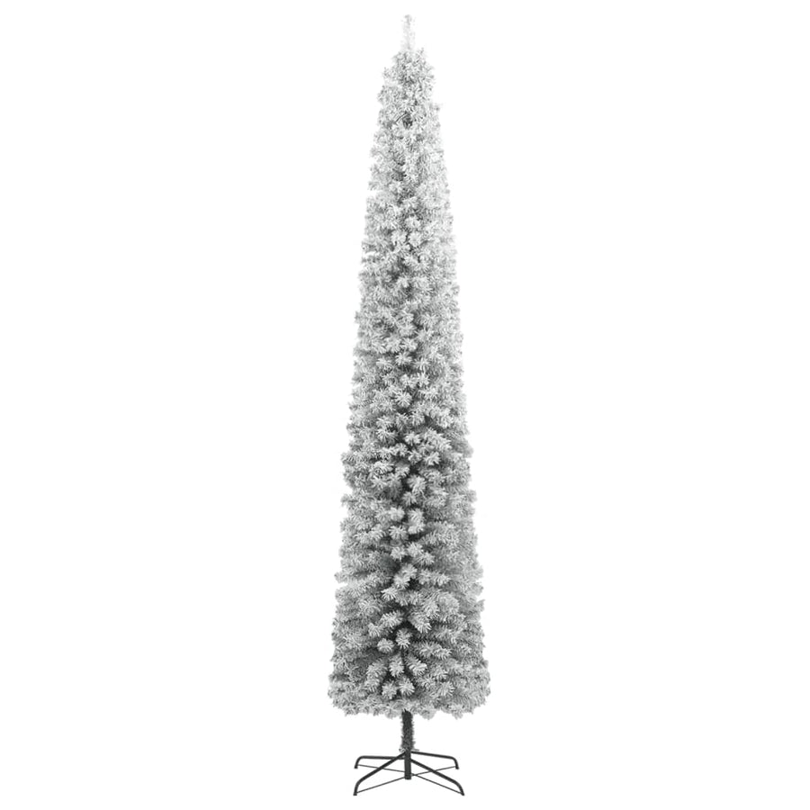 Kunstkerstboom Smal Met Standaard En Sneeuw Pvc Groen En Wit 300 cm Basis