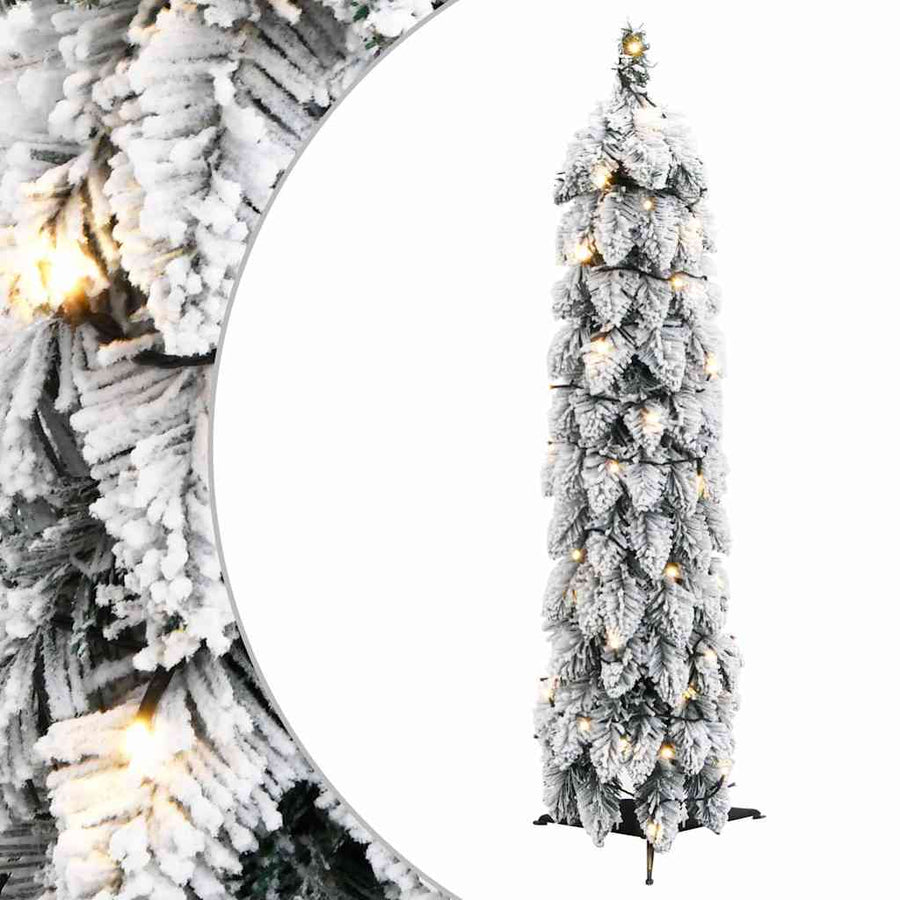 Kunstkerstboom met verlichting en sneeuw 45 LED's 90 cm