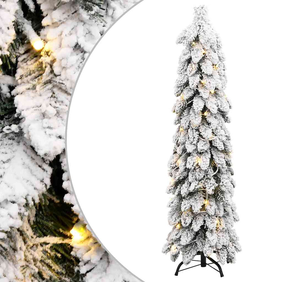 Kunstkerstboom Met Verlichting En Sneeuw 80 Led's 150 cm Wit