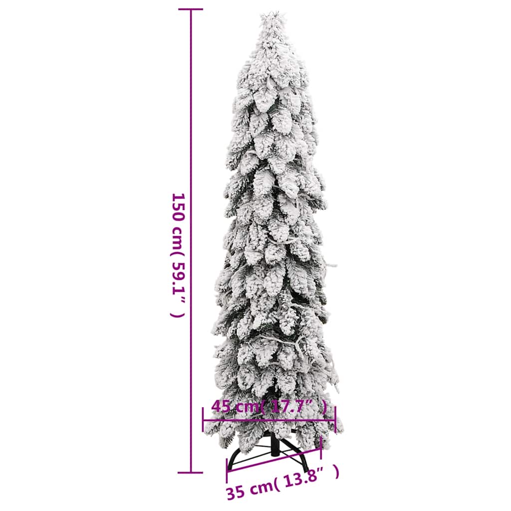 Kunstkerstboom Met Verlichting En Sneeuw 80 Led's 150 cm Wit