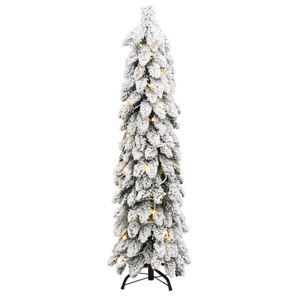 Kunstkerstboom Met Verlichting En Sneeuw 80 Led's 150 cm Wit