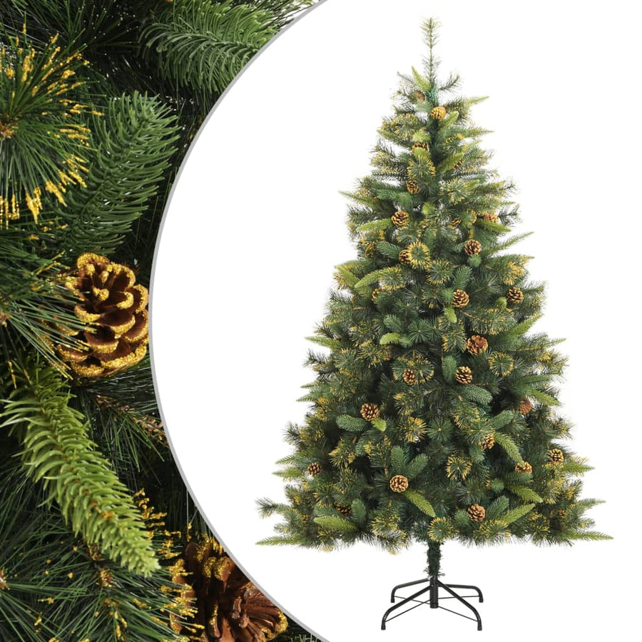 Kunstkerstboom Met Scharnieren En Dennenappels Wit 1