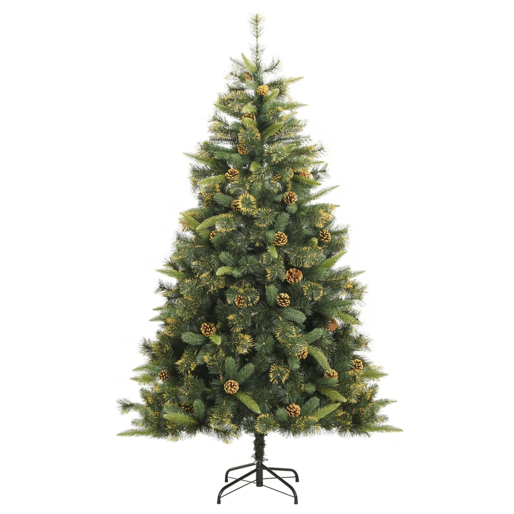 Kunstkerstboom Met Scharnieren En Dennenappels Wit 1