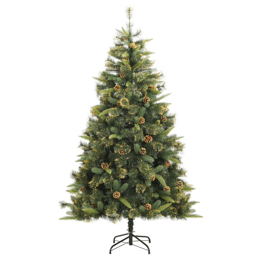 Kunstkerstboom Met Scharnieren En Dennenappels Wit 1
