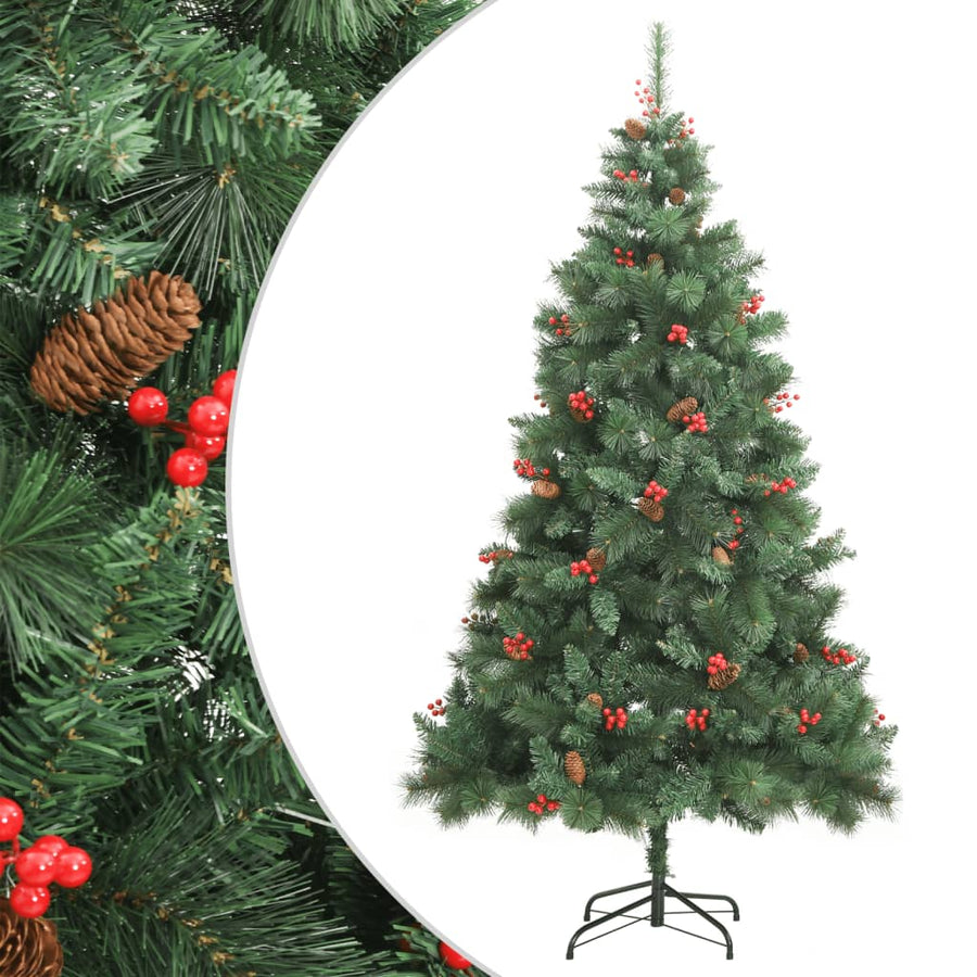 Kunstkerstboom Met Scharnieren Dennenappels En Bessen Wit 1