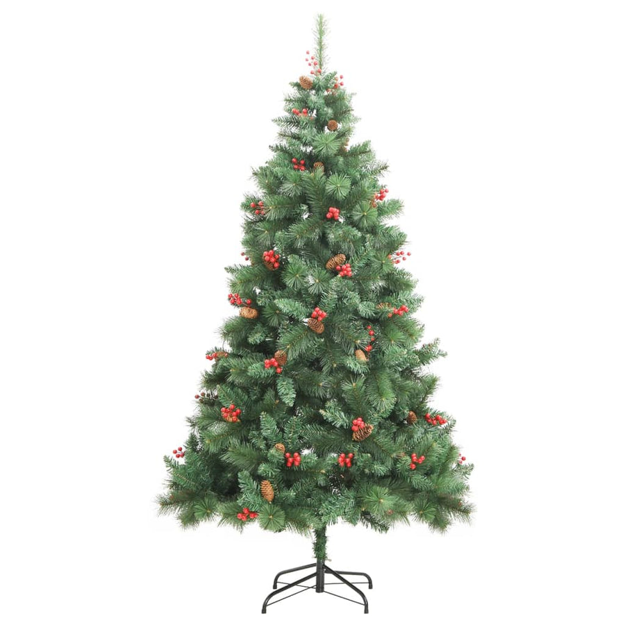 Kunstkerstboom Met Scharnieren Dennenappels En Bessen Wit 1
