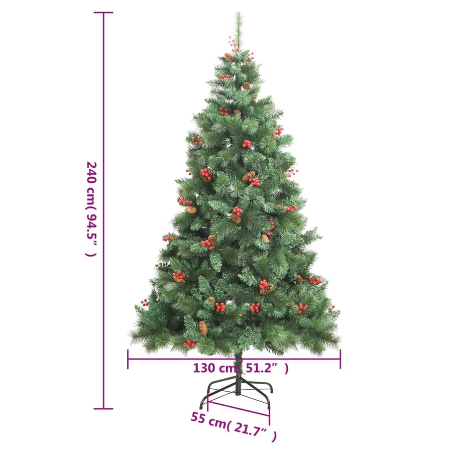 Kunstkerstboom Met Scharnieren Dennenappels En Bessen Wit 1