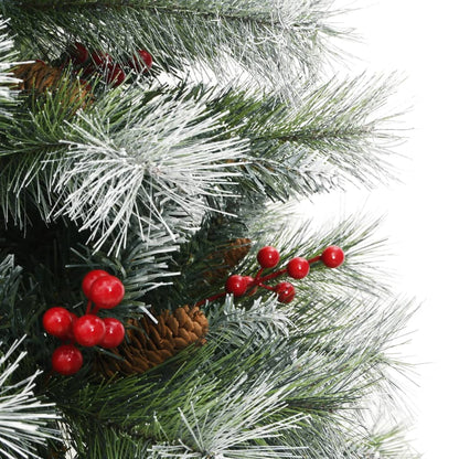 Kunstkerstboom Met Scharnieren Dennenappels En Bessen Wit 1