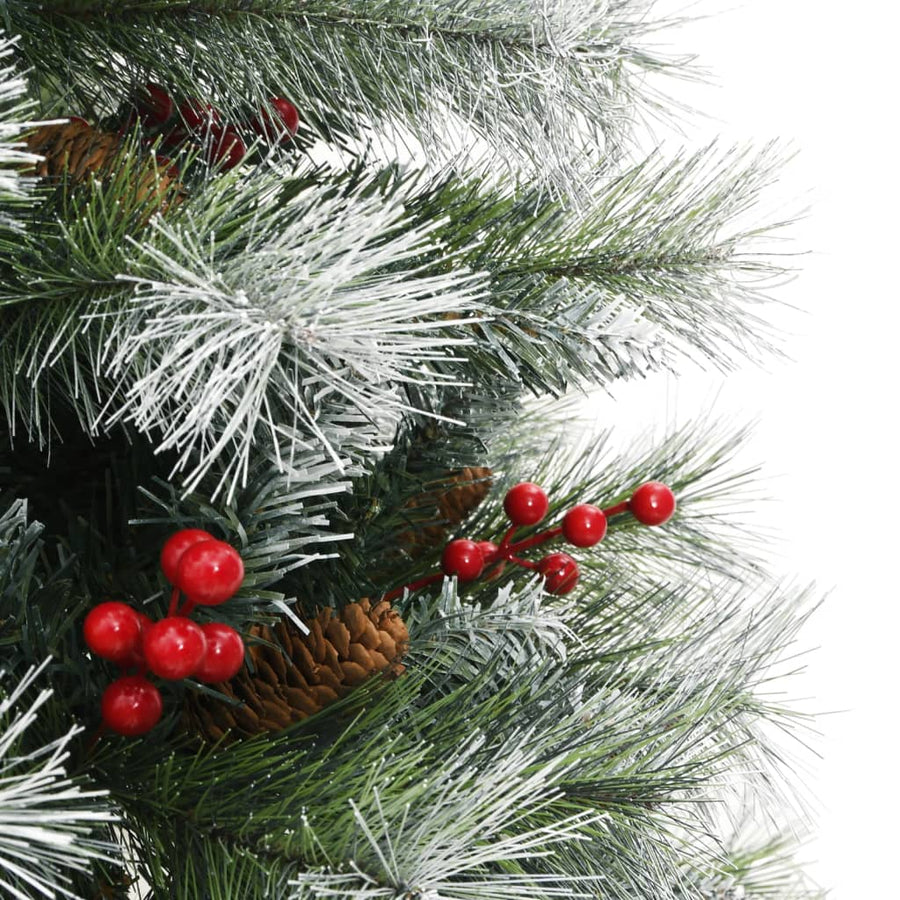 Kunstkerstboom Met Scharnieren Dennenappels En Bessen Wit 1