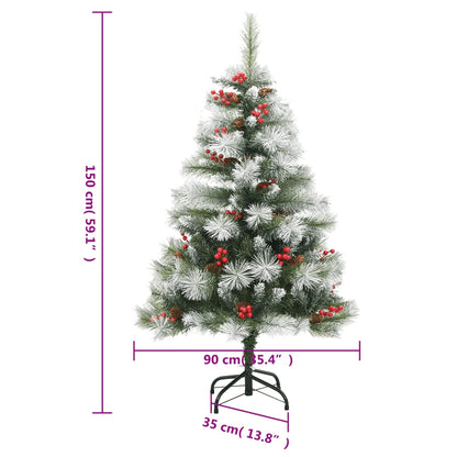 Kunstkerstboom Met Scharnieren Dennenappels En Bessen Wit 1