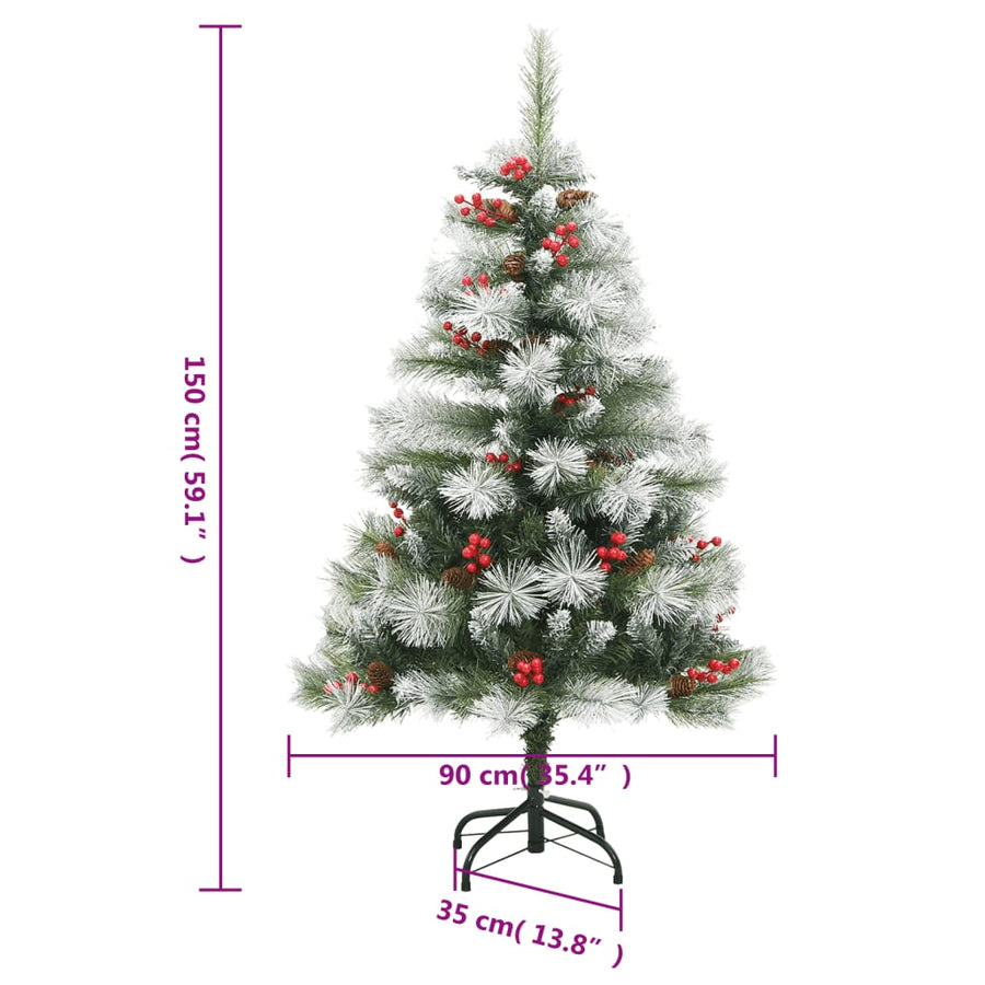 Kunstkerstboom Met Scharnieren Dennenappels En Bessen Wit 1