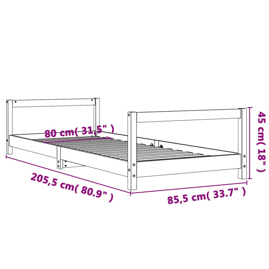 Kinderbedframe Massief Grenenhout 80 x 200 cm Naturel