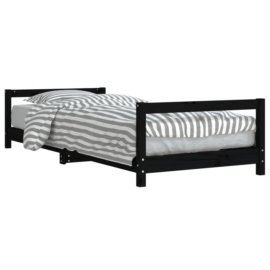 Kinderbedframe 90X200 Cm Massief Grenenhout Zwart