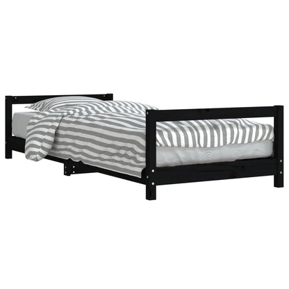 Kinderbedframe 90X200 Cm Massief Grenenhout Zwart