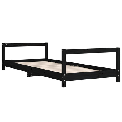 Kinderbedframe 90X200 Cm Massief Grenenhout Zwart