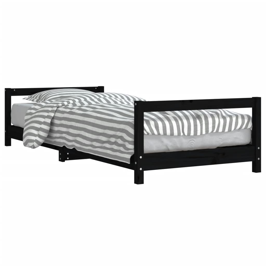 Kinderbedframe 90X190 Cm Massief Grenenhout Zwart