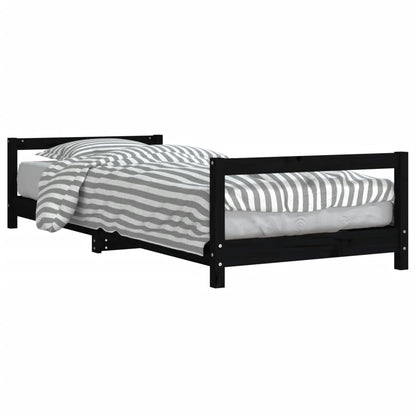 Kinderbedframe 90X190 Cm Massief Grenenhout Zwart